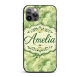Soft Green Abstract Marble Swirl Seamless Pattern Custom Name Protective Phone Case Mobile Cover Durable Everyday Smartphone Shock Resistant