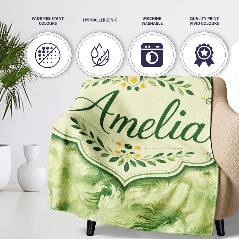 Soft Green Abstract Marble Swirl Seamless Pattern Cute Unique Gift  Personalised Custom Name Super Soft Fleece Blanket Bed Sofa Throw