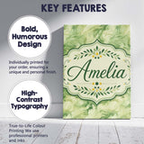Personalised Name Soft Green Abstract Custom Modern Room Accent Creative Decorator Style Canvas Wall Art Print Decor Picture Ready to Hang
