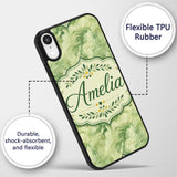 Soft Green Abstract Marble Swirl Seamless Pattern Custom Name Protective Phone Case Mobile Cover Durable Everyday Smartphone Shock Resistant