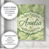 Personalised Name Soft Green Abstract Custom Modern Room Accent Creative Decorator Style Canvas Wall Art Print Decor Picture Ready to Hang