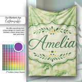 Soft Green Abstract Marble Swirl Seamless Pattern Cute Unique Gift  Personalised Custom Name Super Soft Fleece Blanket Bed Sofa Throw
