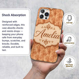 Vintage Brown Floral Damask Texture Seamless Custom Name Protective Phone Case Mobile Cover Durable Everyday Smartphone Shock Resistant