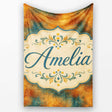 Abstract Gold and Teal Oil Paint Texture Seamless Pattern Lovely  Personalised Custom Name Super Soft Fleece Blanket Bed Sofa Throw