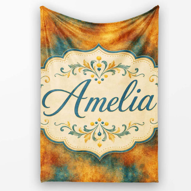 Abstract Gold and Teal Oil Paint Texture Seamless Pattern Lovely  Personalised Custom Name Super Soft Fleece Blanket Bed Sofa Throw