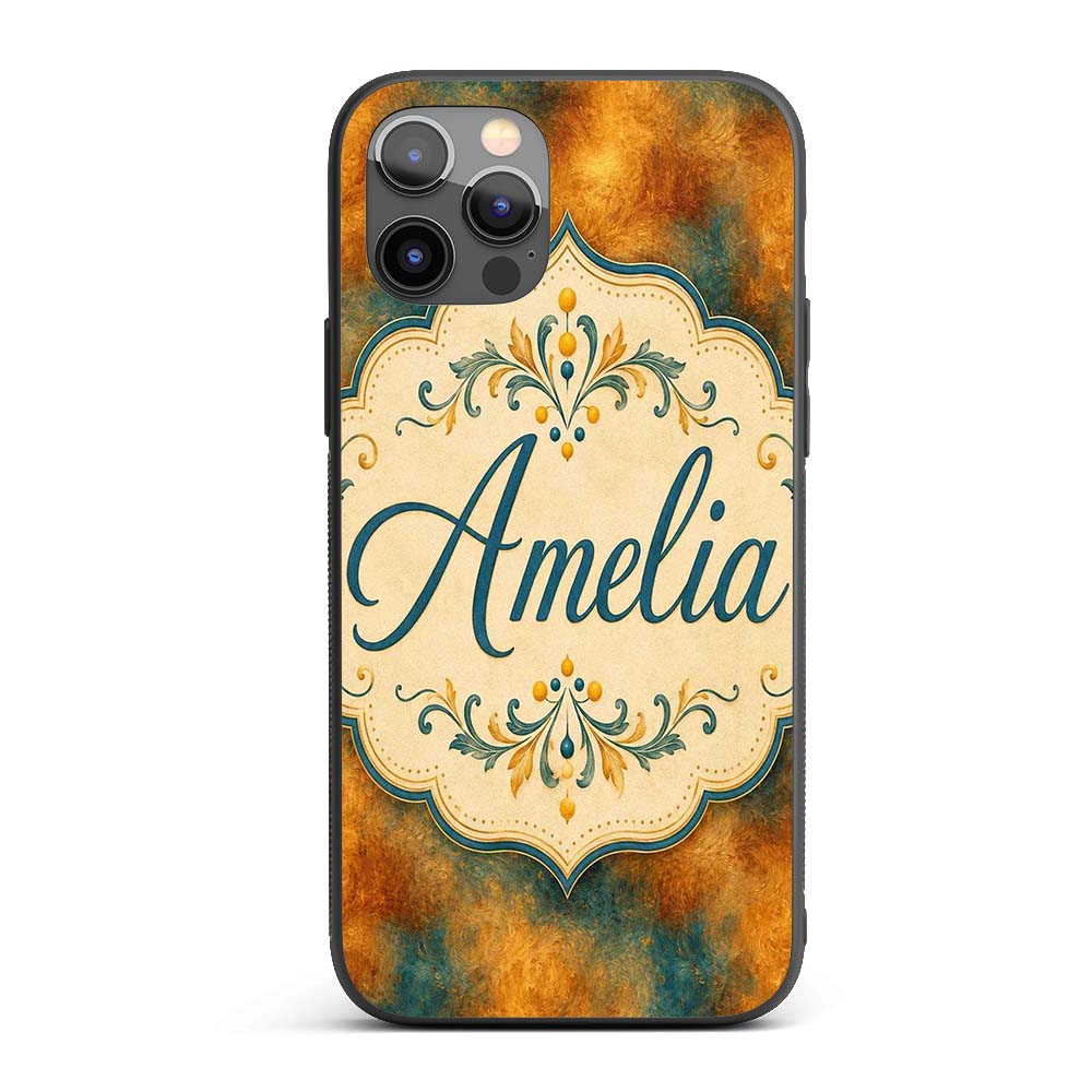 Abstract Gold and Teal Oil Paint Texture Seamless Custom Name Protective Phone Case Mobile Cover Durable Everyday Smartphone Shock Resistant