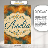 Abstract Gold and Teal Oil Paint Texture Seamless Pattern Lovely  Personalised Custom Name Super Soft Fleece Blanket Bed Sofa Throw