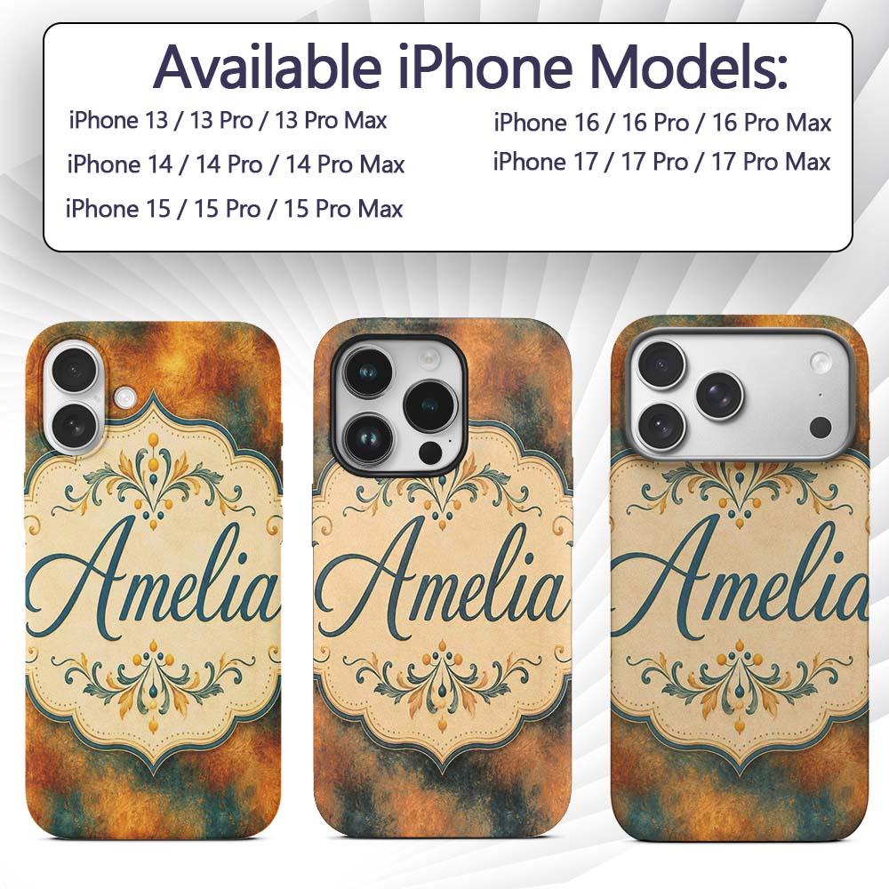 Abstract Gold and Teal Oil Paint Texture Seamless Custom Name Protective Phone Case Mobile Cover Durable Everyday Smartphone Shock Resistant