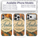 Abstract Gold and Teal Oil Paint Texture Seamless Custom Name Protective Phone Case Mobile Cover Durable Everyday Smartphone Shock Resistant