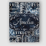 Personalised Name Galaxy Sparkle Typography Black Motivational Word Custom Canvas Wall Art Print Decor Picture Ready to Hang