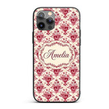Soft Pink Vintage Floral Bouquet Seamless Pattern Custom Name Protective Phone Case Mobile Cover Durable Everyday Smartphone Shock Resistant