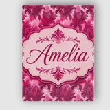 Personalised Name Artistic Pink Floral Custom  Modern Room Accent Elegant Feature Canvas Wall Art Print Decor Picture Ready to Hang