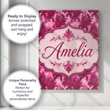 Personalised Name Artistic Pink Floral Custom  Modern Room Accent Elegant Feature Canvas Wall Art Print Decor Picture Ready to Hang