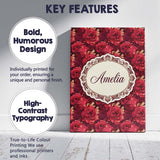 Personalised Name Rich Red Peony Flower Custom  Modern Room Accent Elegant Feature Canvas Wall Art Print Decor Picture Ready to Hang