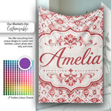 Delicate Red Floral Decorative Motif Seamless Pattern Lovely  Personalised Custom Name Super Soft Fleece Blanket Bed Sofa Throw