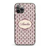 Classic Burgundy Vintage Damask Floral Seamless Custom Name Protective Phone Case Mobile Cover Durable Everyday Smartphone Shock Resistant