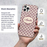 Classic Burgundy Vintage Damask Floral Seamless Custom Name Protective Phone Case Mobile Cover Durable Everyday Smartphone Shock Resistant