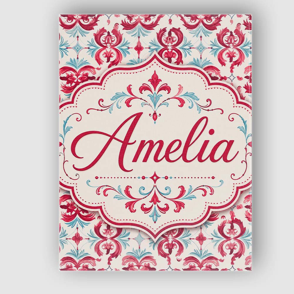 Personalised Name Elegant Red and Teal Custom  Unique Gift Idea Modern Room Accent Canvas Wall Art Print Decor Picture Ready to Hang