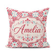 Custom Name Elegant Red and Teal Decorative Ornamental Seamless Square Filled Cushion Throw Pillow Sofa Bed Home Decor Zip Washable UK Made