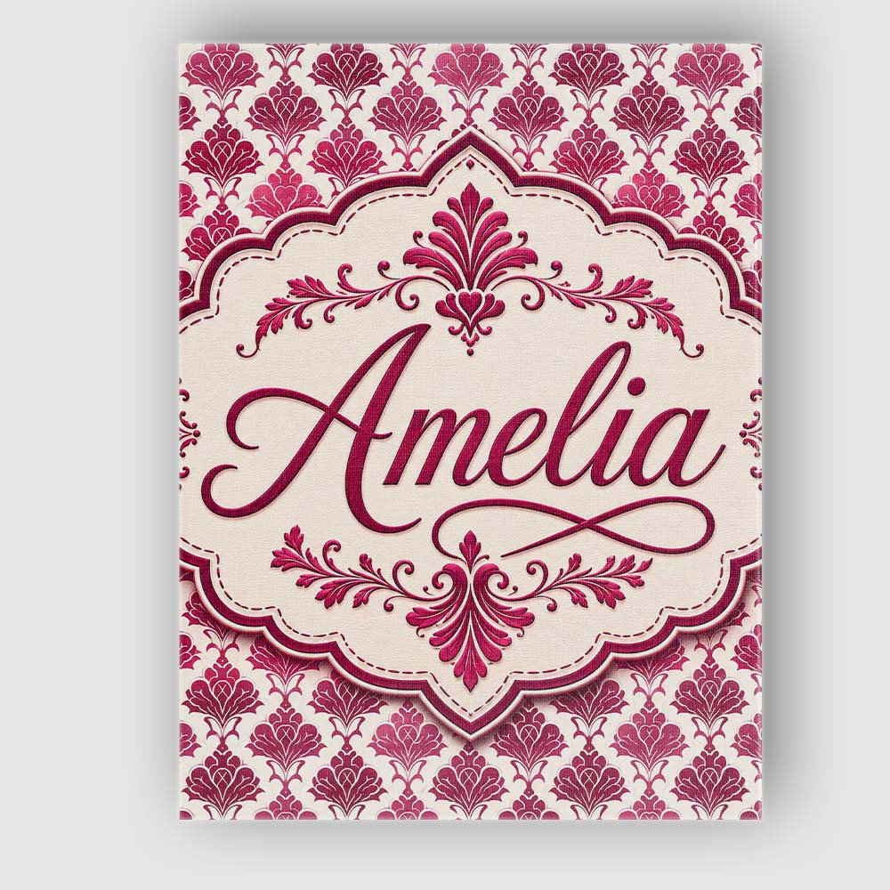 Personalised Name Stylish Pink Deco Fan Custom  Modern Room Accent Elegant Feature Canvas Wall Art Print Decor Picture Ready to Hang