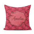 Custom Name Watercolor Red Cherry Blossom Branch Seamless Lovely Square Filled Cushion Throw Pillow Sofa Bed Home Decor Zip Washable UK Made
