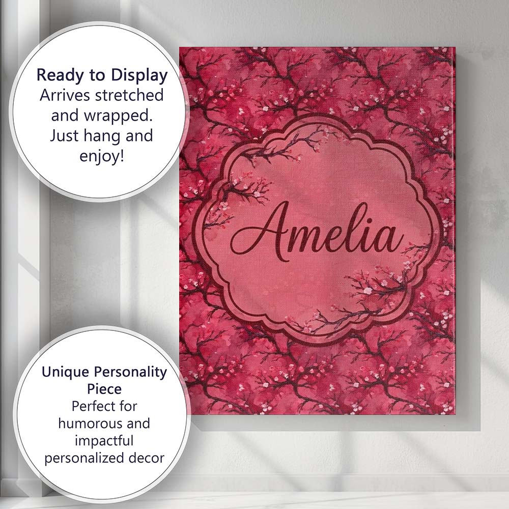 Personalised Name Watercolor Red Cherry Custom  Modern Room Accent Elegant Feature Canvas Wall Art Print Decor Picture Ready to Hang