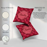 Custom Name Watercolor Red Cherry Blossom Branch Seamless Lovely Square Filled Cushion Throw Pillow Sofa Bed Home Decor Zip Washable UK Made