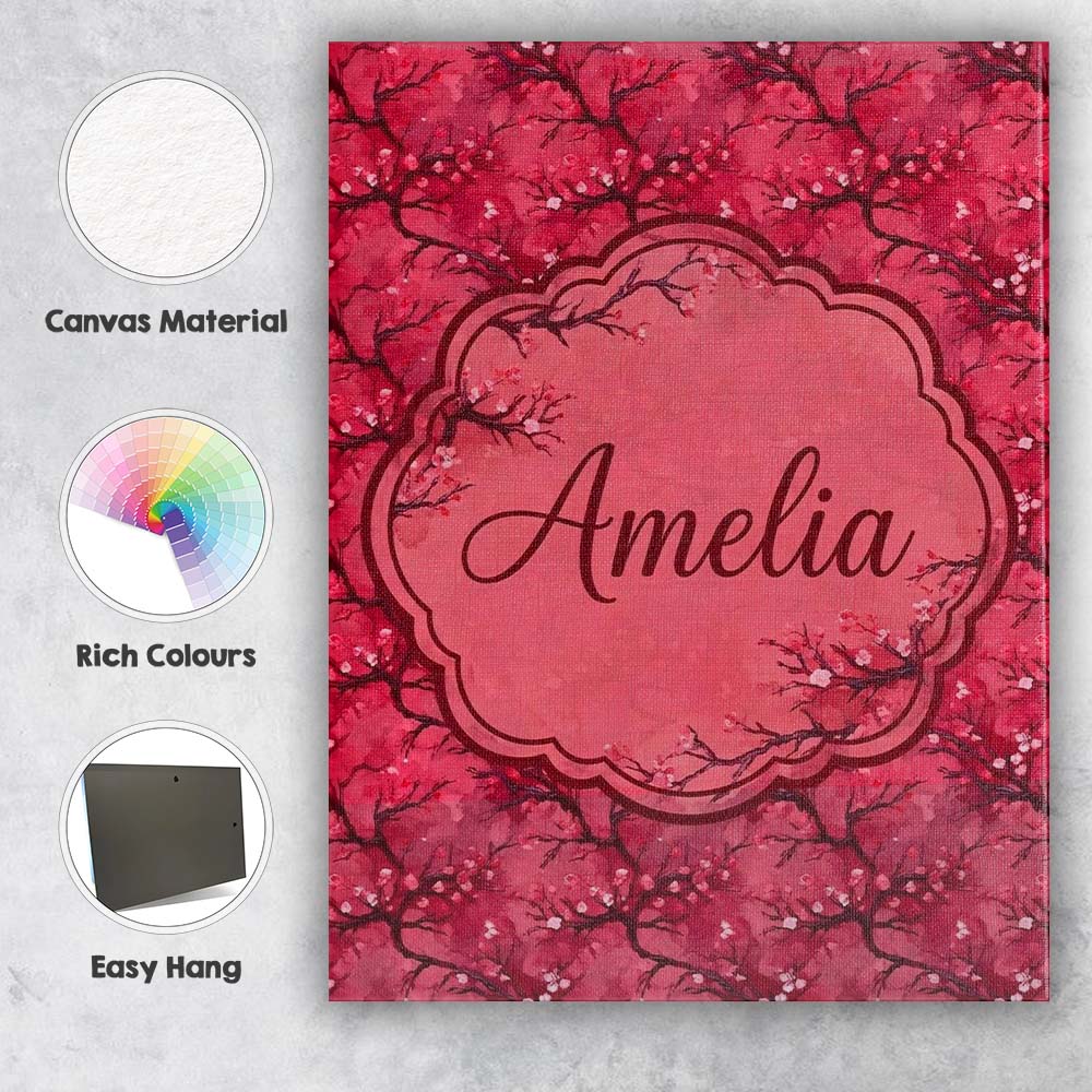 Personalised Name Watercolor Red Cherry Custom  Modern Room Accent Elegant Feature Canvas Wall Art Print Decor Picture Ready to Hang