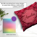 Custom Name Watercolor Red Cherry Blossom Branch Seamless Lovely Square Filled Cushion Throw Pillow Sofa Bed Home Decor Zip Washable UK Made