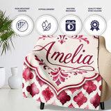 Soft Watercolor Pink Quatrefoil Lattice Seamless Pattern Lovely  Personalised Custom Name Super Soft Fleece Blanket Bed Sofa Throw
