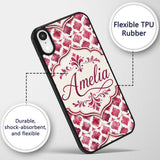 Soft Watercolor Pink Quatrefoil Lattice Seamless Custom Name Protective Phone Case Mobile Cover Durable Everyday Smartphone Shock Resistant