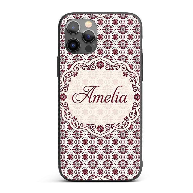 Red Floral Daisy Repeat Seamless Printed Design Custom Name Protective Phone Case Mobile Cover Durable Everyday Smartphone Shock Resistant