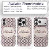 Red Floral Daisy Repeat Seamless Printed Design Custom Name Protective Phone Case Mobile Cover Durable Everyday Smartphone Shock Resistant