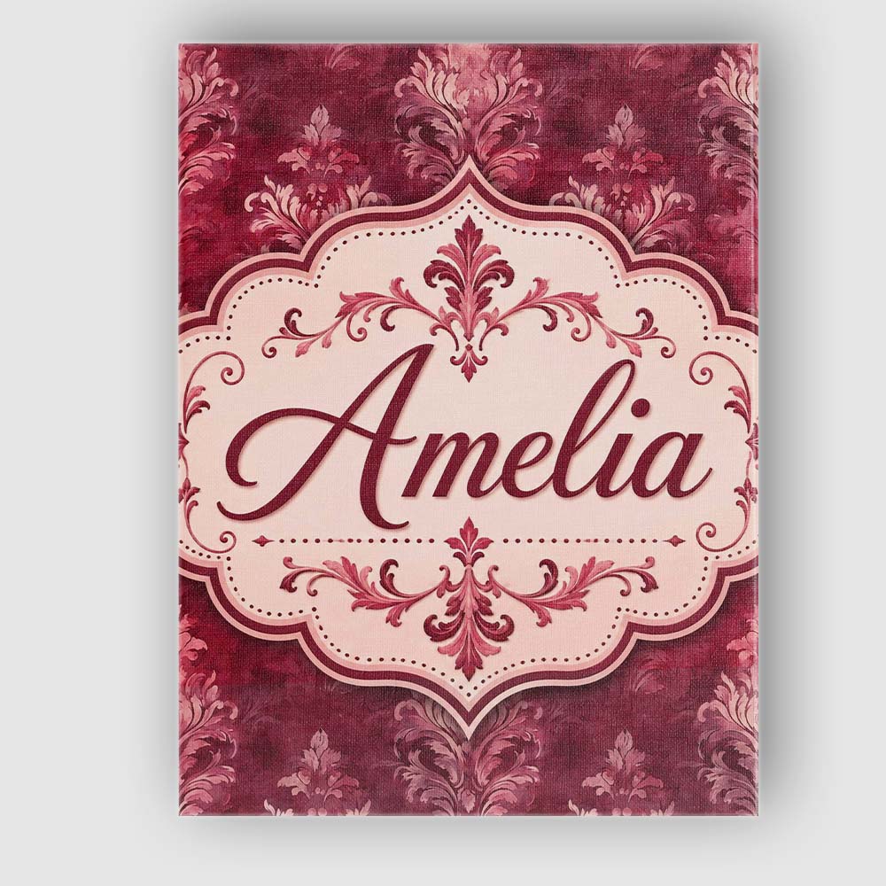 Personalised Name Rich Burgundy Watercolor Custom  Unique Gift Idea Elegant Feature Canvas Wall Art Print Decor Picture Ready to Hang
