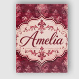 Personalised Name Rich Burgundy Watercolor Custom  Unique Gift Idea Elegant Feature Canvas Wall Art Print Decor Picture Ready to Hang
