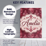 Personalised Name Rich Burgundy Watercolor Custom  Unique Gift Idea Elegant Feature Canvas Wall Art Print Decor Picture Ready to Hang