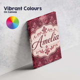 Personalised Name Rich Burgundy Watercolor Custom  Unique Gift Idea Elegant Feature Canvas Wall Art Print Decor Picture Ready to Hang