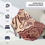 Tribal Red Geometric Aztec Style Seamless Pattern Cute Unique Gift  Personalised Custom Name Super Soft Fleece Blanket Bed Sofa Throw
