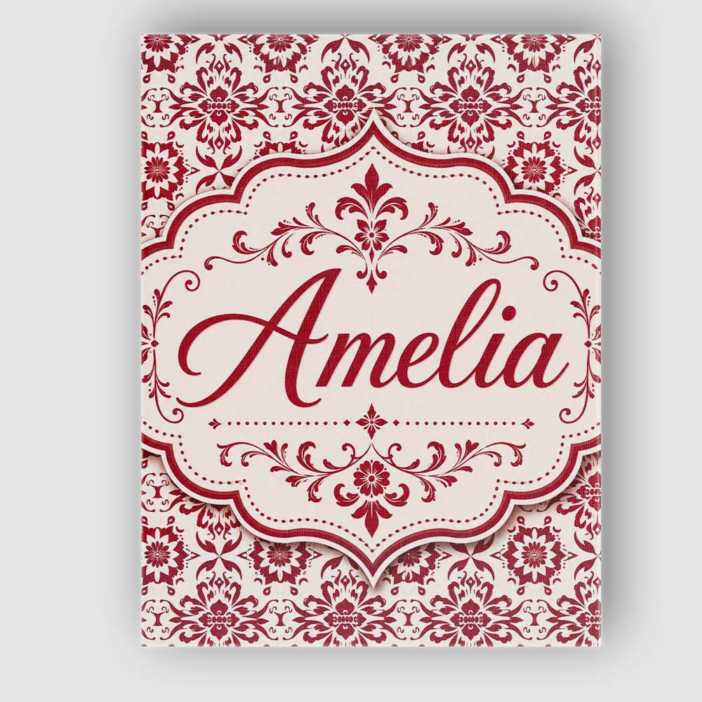 Personalised Name Classic Red Ornamental Custom  Unique Gift Idea Elegant Feature Canvas Wall Art Print Decor Picture Ready to Hang