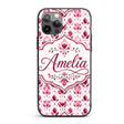 Pink Watercolor Leaf Botanical Seamless Pattern Custom Name Protective Phone Case Mobile Cover Durable Everyday Smartphone Shock Resistant