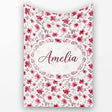 Elegant Pink Floral Blossom Branch Seamless Pattern Cute Unique Gift  Personalised Custom Name Super Soft Fleece Blanket Bed Sofa Throw