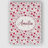 Personalised Name Elegant Pink Floral Custom Modern Room Accent Creative Decorator Style Canvas Wall Art Print Decor Picture Ready to Hang