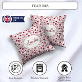 Custom Name Elegant Pink Floral Blossom Branch Seamless Pattern Square Filled Cushion Throw Pillow Sofa Bed Home Decor Zip Washable UK Made