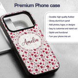 Elegant Pink Floral Blossom Branch Printed Design Custom Name Protective Phone Case Mobile Cover Durable Everyday Smartphone Shock Resistant