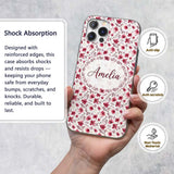 Elegant Pink Floral Blossom Branch Printed Design Custom Name Protective Phone Case Mobile Cover Durable Everyday Smartphone Shock Resistant