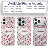 Elegant Pink Floral Blossom Branch Printed Design Custom Name Protective Phone Case Mobile Cover Durable Everyday Smartphone Shock Resistant