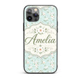 Delicate White Floral on Mint Green Seamless Custom Name Protective Phone Case Mobile Cover Durable Everyday Smartphone Shock Resistant