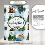 Woodland Animals Forest Watercolor Pattern Cute Unique Gift Lovely  Personalised Custom Name Super Soft Fleece Blanket Bed Sofa Throw