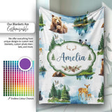 Woodland Animals Forest Watercolor Pattern Cute Unique Gift Lovely  Personalised Custom Name Super Soft Fleece Blanket Bed Sofa Throw