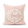 Custom Name Soft Coral Leaf Botanical Texture Seamless Pattern Square Filled Cushion Throw Pillow Sofa Bed Home Decor Zip Washable UK Made